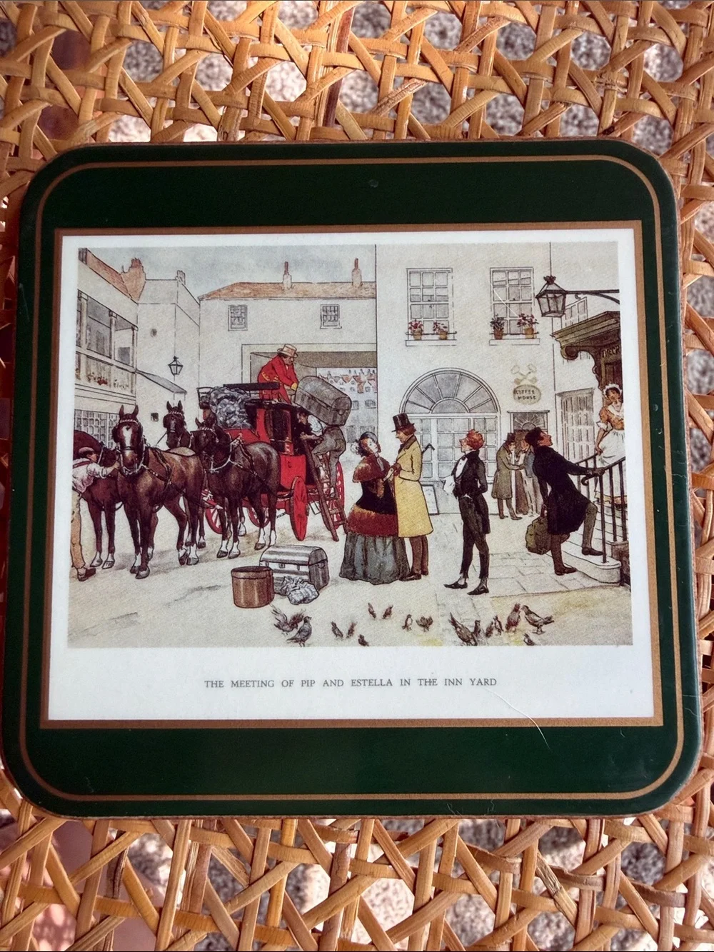 Vintage Pimpernel Cork Coasters with Dickensian Scenes